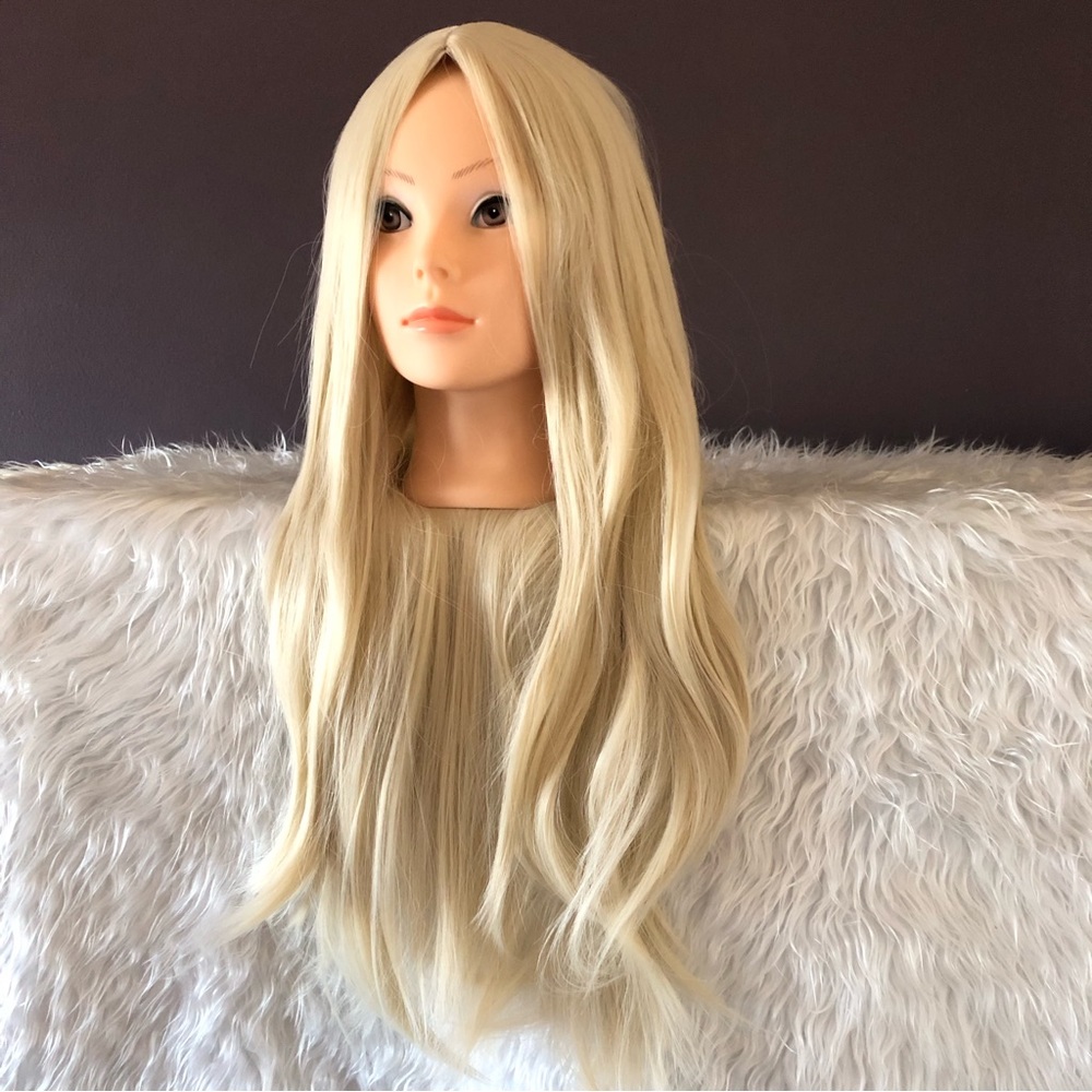 Long Straight Wig Heat Resistant Synthetic Daily Party Cosplay Wig Blonde